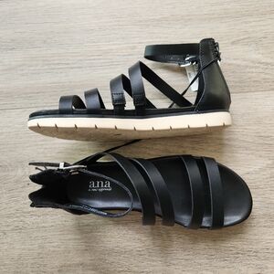 a.n.a Natalia Normin Black Gladiator Platform Sandals Womens 7.5 Strappy Summer
